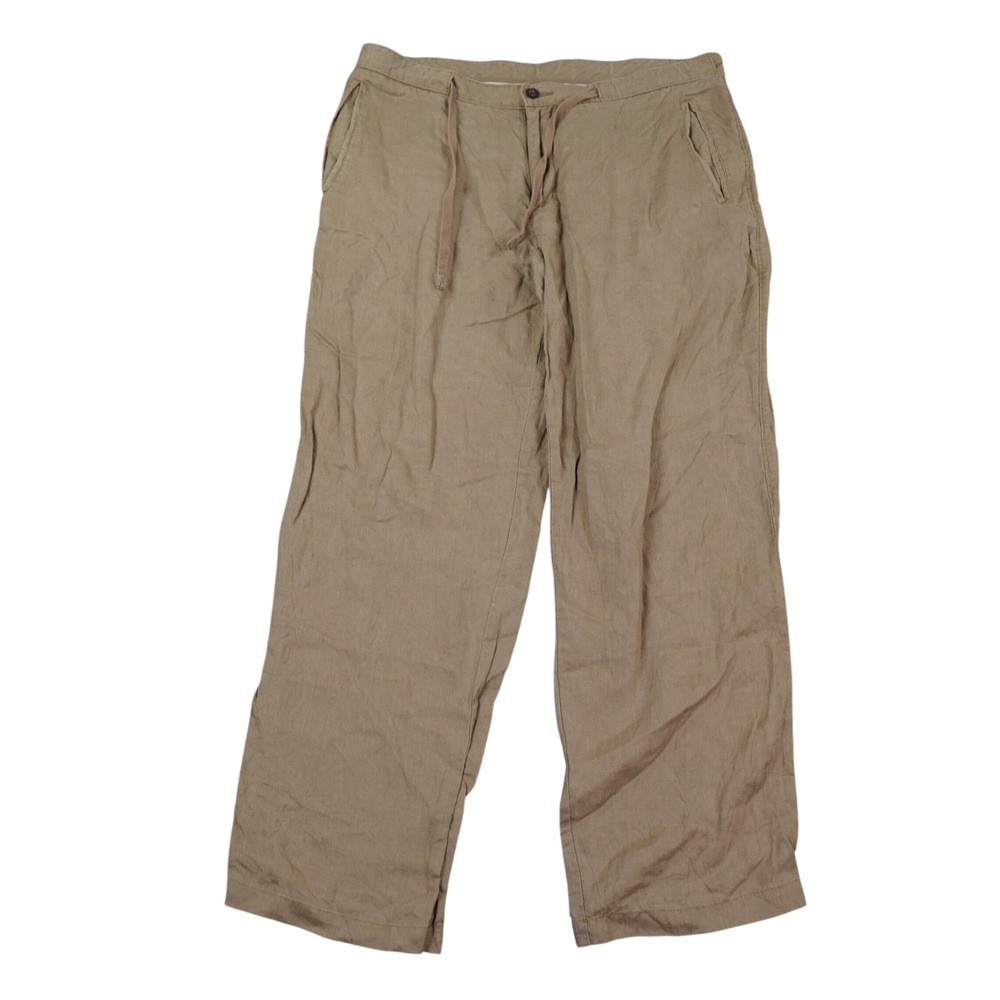 Tasso Elba Island Linen Pants Mens 36x31 Brown Relaxed Beach Summer Outdoor